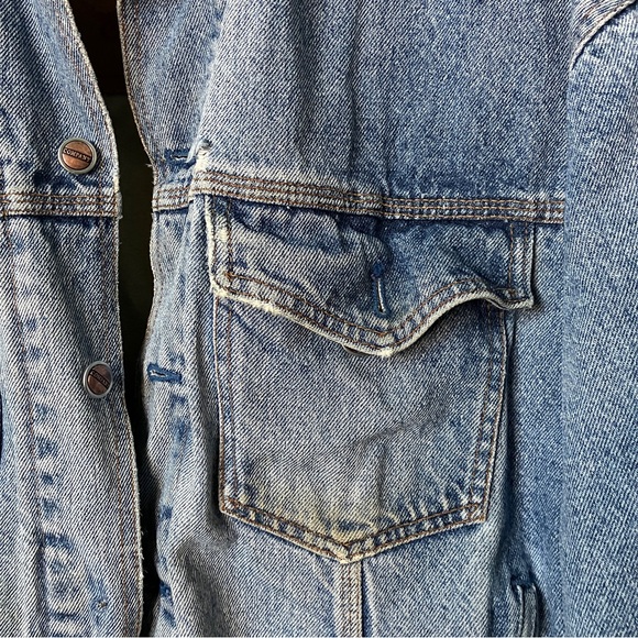 Vintage Great Western Garment Company Distressed Blue Denim Jean Trucker Jacket - Picture 5 of 10